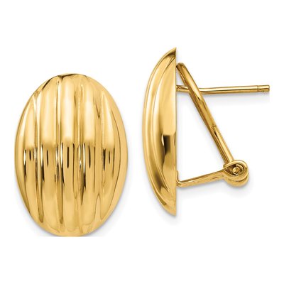 14K Yellow Gold Oval Button Stud Earrings