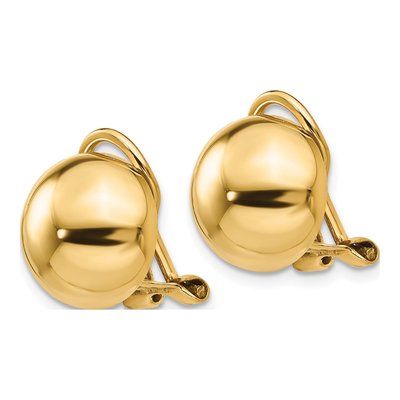 14K Yellow Gold Non-Pierced Half Ball Stud Earrings – view 2