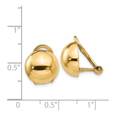 14K Yellow Gold Non-Pierced Half Ball Stud Earrings – view 4