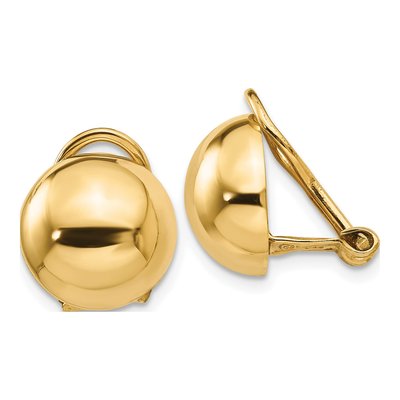 14K Yellow Gold Non-Pierced Half Ball Stud Earrings