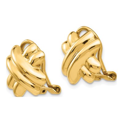 14K Yellow Gold Omega Back Non-Pierced Stud Earrings – view 3