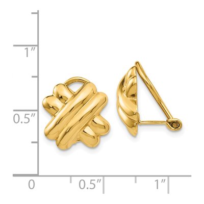 14K Yellow Gold Omega Back Non-Pierced Stud Earrings – view 5