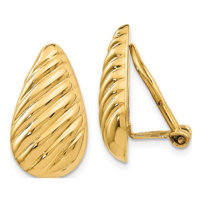 14K Yellow Gold Teardrop Omega Back Stud Earrings