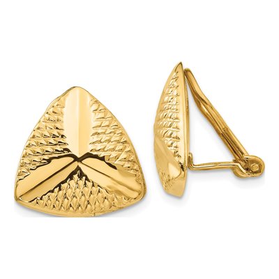 14K Yellow Gold Non-Pierced Triangle Stud Earrings