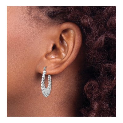 14K White Gold Scalloped Hoop Earrings – view 4