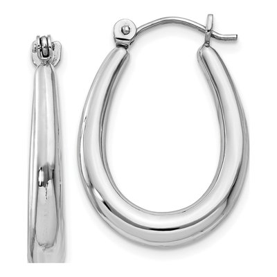 14K White Gold 10mm Hoop Earrings