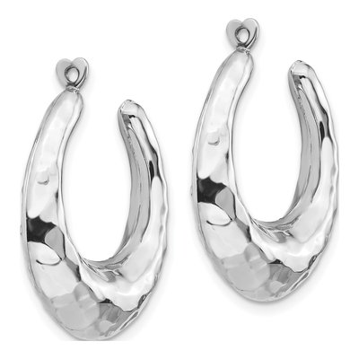 14K White Gold Hammered Earring Jackets – view 4