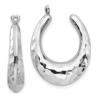 14K White Gold Hammered Earring Jackets