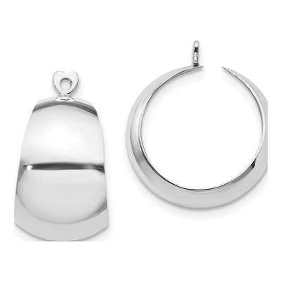 14K White Gold 20mm Tapered Hoop Earrings