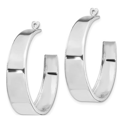 14K White Gold 33mm Tapered Hoop Earrings – view 4