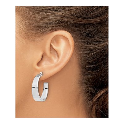 14K White Gold 33mm Tapered Hoop Earrings – view 5