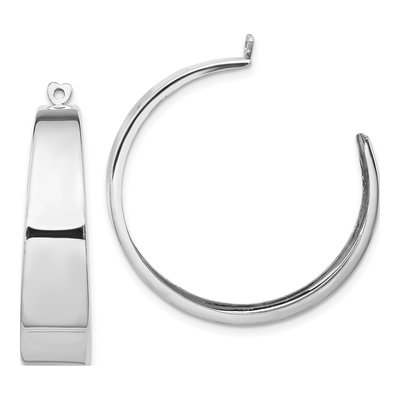 14K White Gold 33mm Tapered Hoop Earrings