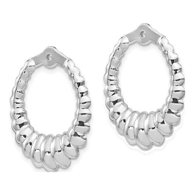 14K White Gold Scalloped Earring Jackets – view 4