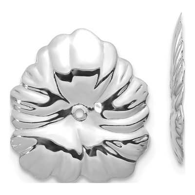 14K White Gold Floral Earring Jackets