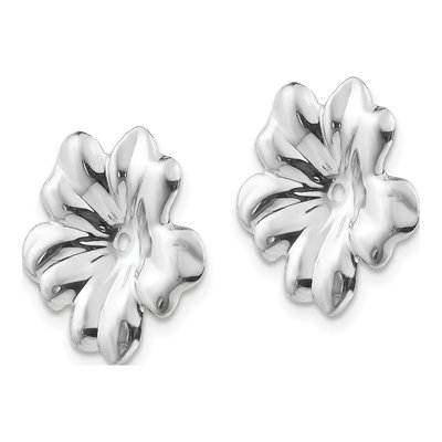 14K White Gold Floral Earring Jackets – view 4