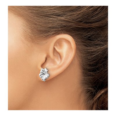 14K White Gold Floral Earring Jackets – view 5