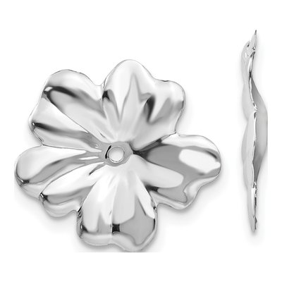 14K White Gold Floral Earring Jackets