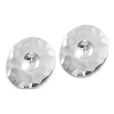 14K White Gold Hammered Disc Earring Jackets – view 4