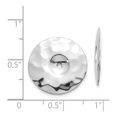 14K White Gold Hammered Disc Earring Jackets – view 6