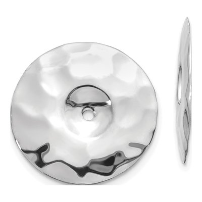 14K White Gold Hammered Disc Earring Jackets