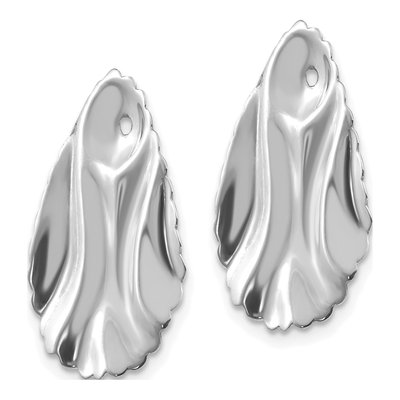 14K White Gold Hammered Oval Earring Jackets – view 4