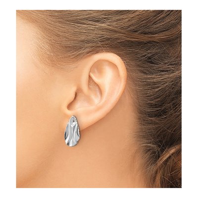 14K White Gold Hammered Oval Earring Jackets – view 5