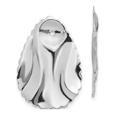 14K White Gold Hammered Oval Earring Jackets