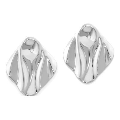14K White Gold Hammered Square Earring Jackets – view 4