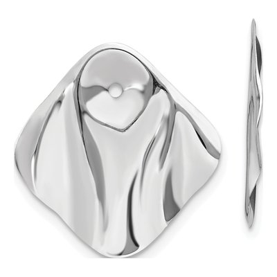 14K White Gold Hammered Square Earring Jackets