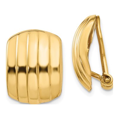 14K Yellow Gold Non-Pierced Omega Back Stud Earrings