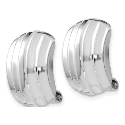 14K White Gold Non-Pierced Omega Back Button Stud Earrings – view 2