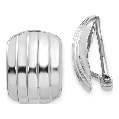 14K White Gold Non-Pierced Omega Back Button Stud Earrings