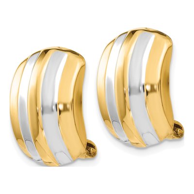 14K Yellow Gold Non-Pierced Ribbed Button Stud Earrings – view 3