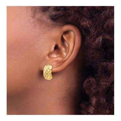 14K Yellow Gold Non-Pierced Crisscross Stud Earrings – view 4
