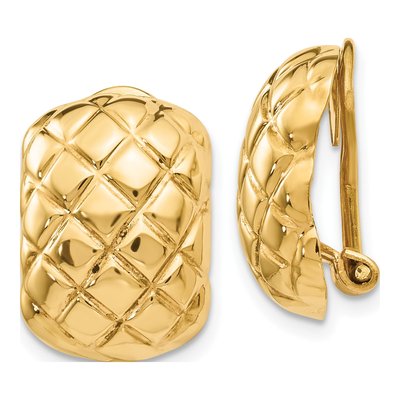 14K Yellow Gold Non-Pierced Crisscross Stud Earrings