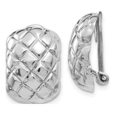 14K White Gold Crisscross Omega Back Stud Earrings