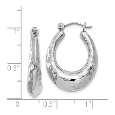 14K White Gold Hammered Hoop Earrings – view 5