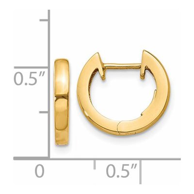 14K Yellow Gold 13mm Huggie Hoop Earrings – view 5