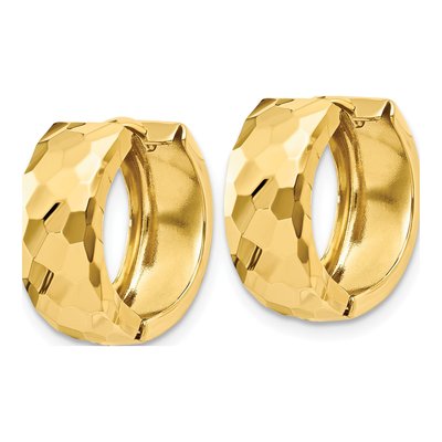 14K Yellow Gold 12mm Huggie Hoop Earrings – view 3