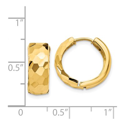 14K Yellow Gold 12mm Huggie Hoop Earrings – view 5