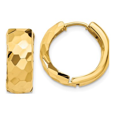 14K Yellow Gold 12mm Huggie Hoop Earrings
