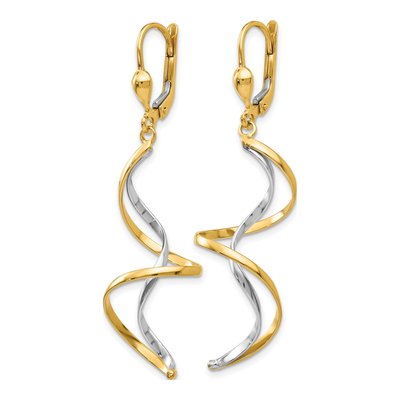 14K Two-Tone Gold Spiral Leverback Earrings – view 2