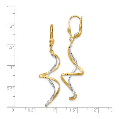 14K Two-Tone Gold Spiral Leverback Earrings – view 4