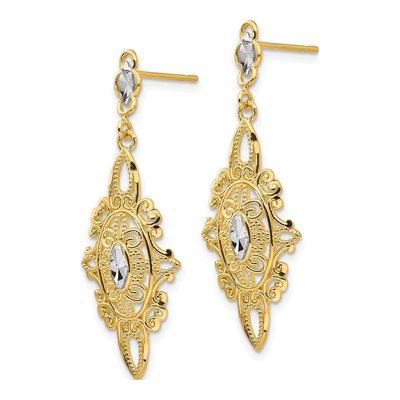 14K Yellow Gold Filigree Dangle Earrings – view 3
