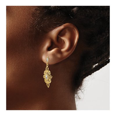 14K Yellow Gold Filigree Dangle Earrings – view 4