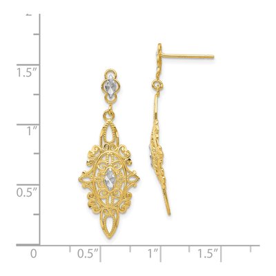 14K Yellow Gold Filigree Dangle Earrings – view 5