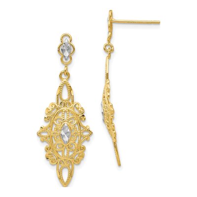 14K Yellow Gold Filigree Dangle Earrings