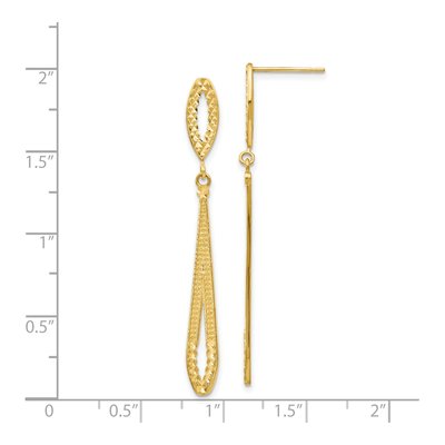 14K Yellow Gold Diamond-Cut Teardrop Dangle Earrings – view 5