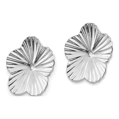 14K White Gold Floral Earring Jackets – view 4