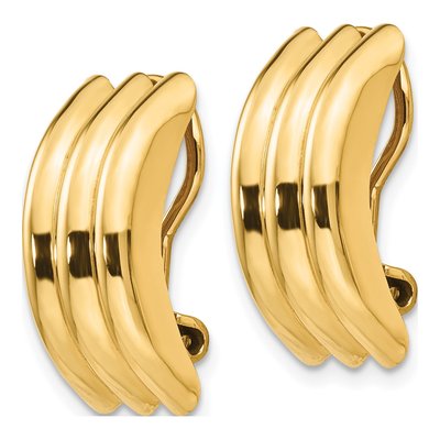 14K Yellow Gold 19mm Non-Pierced Omega Hoop Earrings – view 3